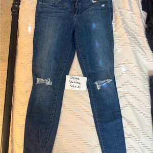 PAIGE Women's Distressed Dark Blue Skinny Jeans